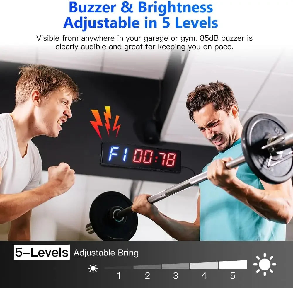 Temporizador de Intervalos LED Digital con Control Remoto – Reloj de Cuenta Regresiva y Cronómetro para Gimnasio