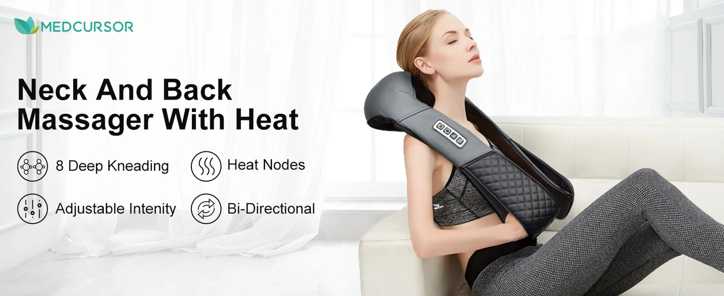 Masajeador Eléctrico de Cuello Medcursor MDMP200 – Alivio del Dolor con Calor