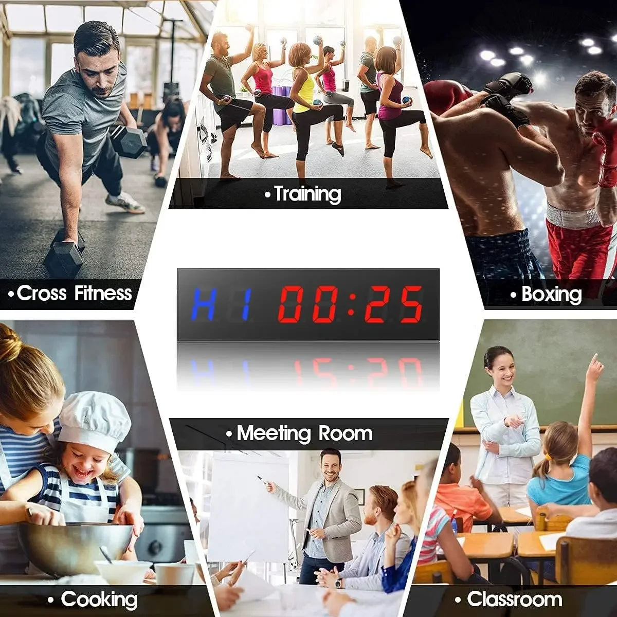 Temporizador de Intervalos LED Digital con Control Remoto – Reloj de Cuenta Regresiva y Cronómetro para Gimnasio