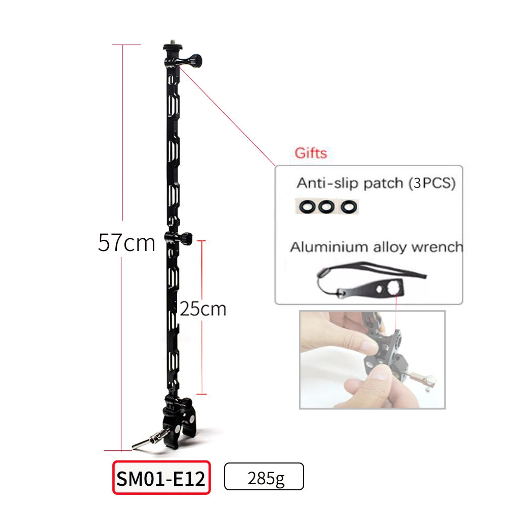 Aluminum Selfie Stick for Motorbike and Bicycle with Adjustable Mount