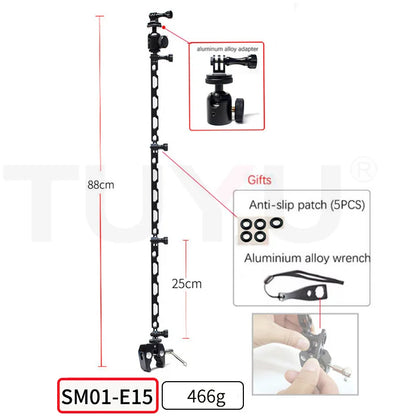 Aluminum Selfie Stick for Motorbike and Bicycle with Adjustable Mount