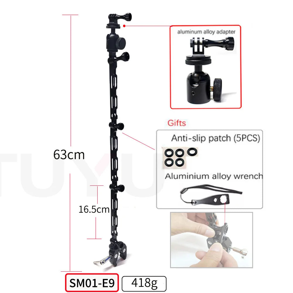 Aluminum Selfie Stick for Motorbike and Bicycle with Adjustable Mount