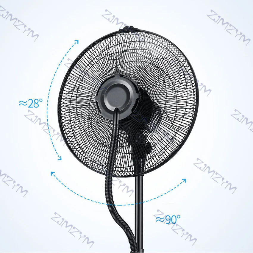 16-Inch Water Mist Cooling Fan with Remote Control - 3 Speeds, 12H Timer