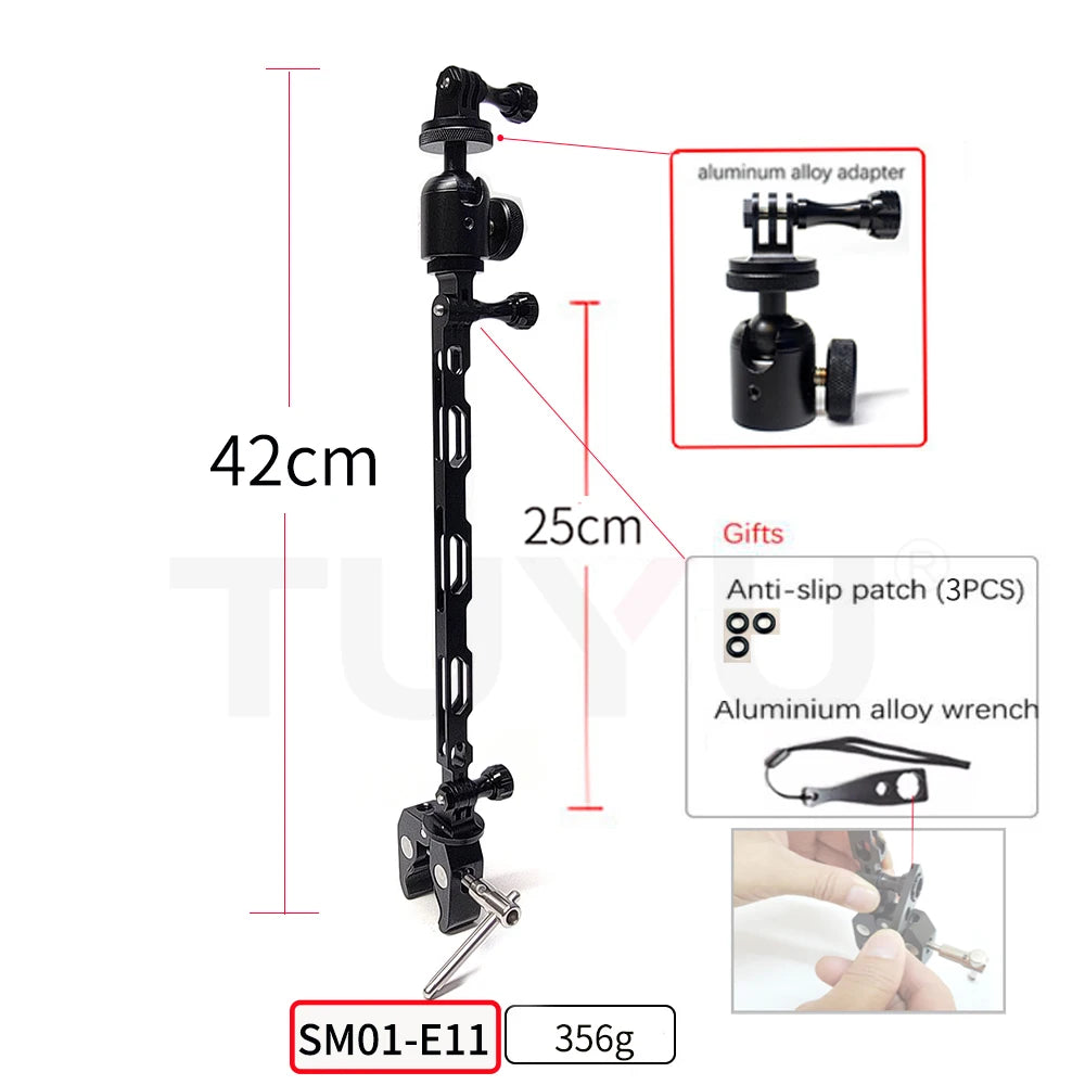 Aluminum Selfie Stick for Motorbike and Bicycle with Adjustable Mount