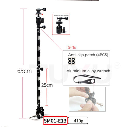 Aluminum Selfie Stick for Motorbike and Bicycle with Adjustable Mount