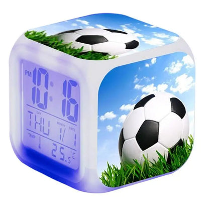 Reloj Despertador LED con Temática de Fútbol - Muestra Hora, Fecha y Temperatura