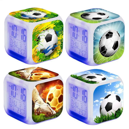 Reloj Despertador LED con Temática de Fútbol - Muestra Hora, Fecha y Temperatura