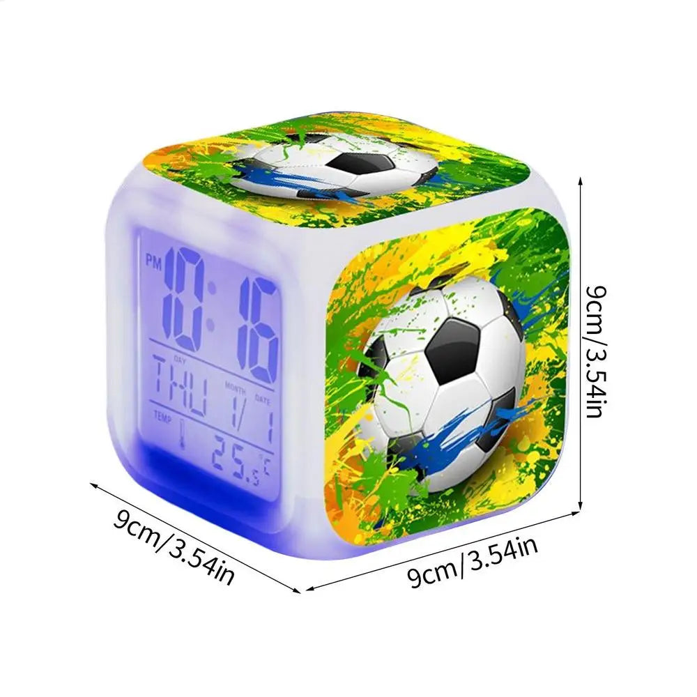 Reloj Despertador LED con Temática de Fútbol - Muestra Hora, Fecha y Temperatura