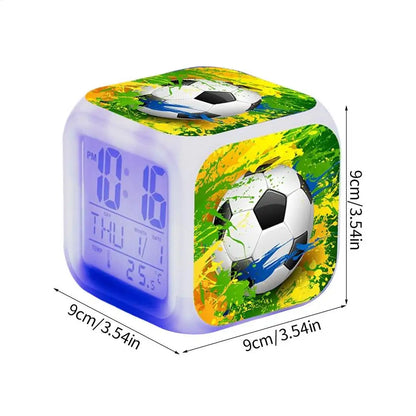 Reloj Despertador LED con Temática de Fútbol - Muestra Hora, Fecha y Temperatura