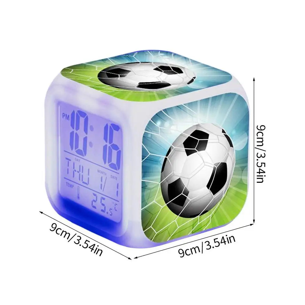 Reloj Despertador LED con Temática de Fútbol - Muestra Hora, Fecha y Temperatura