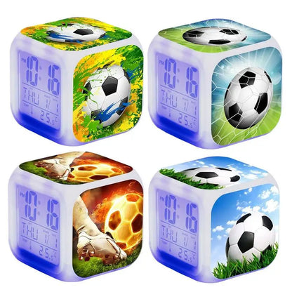 Reloj Despertador LED con Temática de Fútbol - Muestra Hora, Fecha y Temperatura