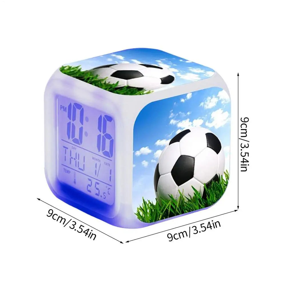 Reloj Despertador LED con Temática de Fútbol - Muestra Hora, Fecha y Temperatura