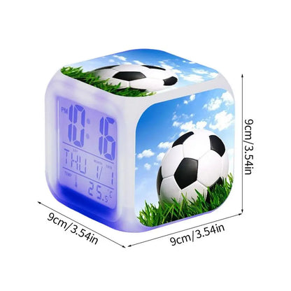 Reloj Despertador LED con Temática de Fútbol - Muestra Hora, Fecha y Temperatura