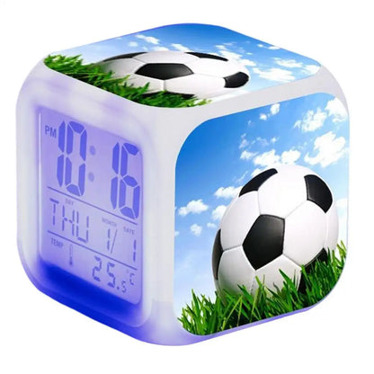 Reloj Despertador LED con Temática de Fútbol - Muestra Hora, Fecha y Temperatura