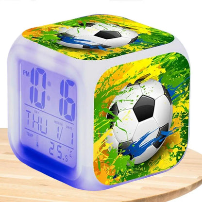 Reloj Despertador LED con Temática de Fútbol - Muestra Hora, Fecha y Temperatura