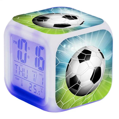 Reloj Despertador LED con Temática de Fútbol - Muestra Hora, Fecha y Temperatura