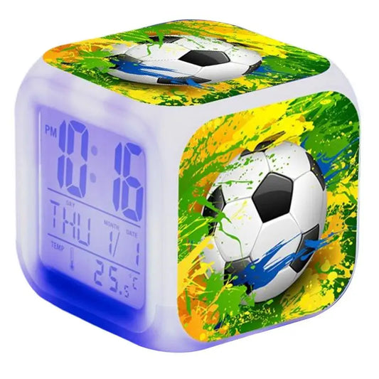 Reloj Despertador LED con Temática de Fútbol - Muestra Hora, Fecha y Temperatura