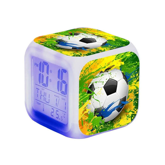 LED Football Alarm Clock - Displays Time, Date, and Temperature